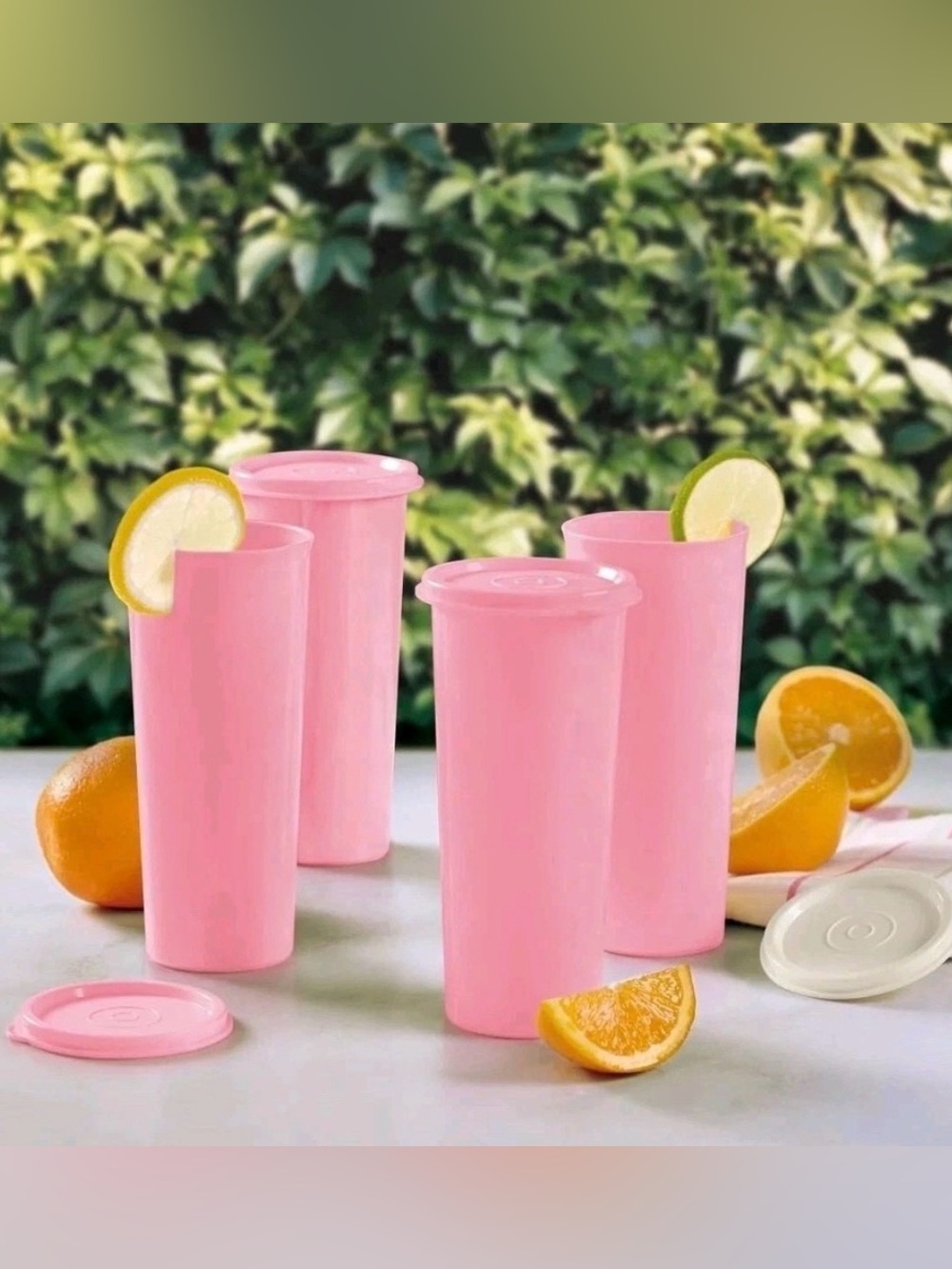 New Tupperware Tumbler Cups with Lids - Set of 4 Pink